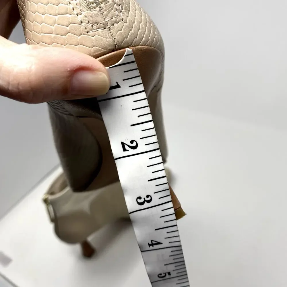 Louise et Cie Lydie Cream Tan Snakeskin Leather Pointed Toe Ankle Booties 8